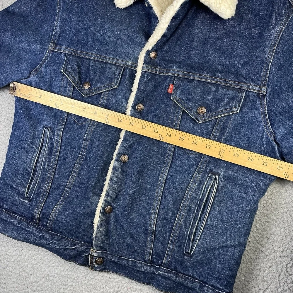 Vintage Levi's Denim Trucker Jacket Sherpa Lined USA 80's San Francisco Sz 42R